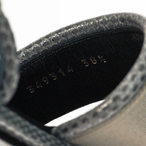 Balenciaga Grey Elastic Snakeskin-Embossed-Trim Slingback Sandals - Picture 10 of 10